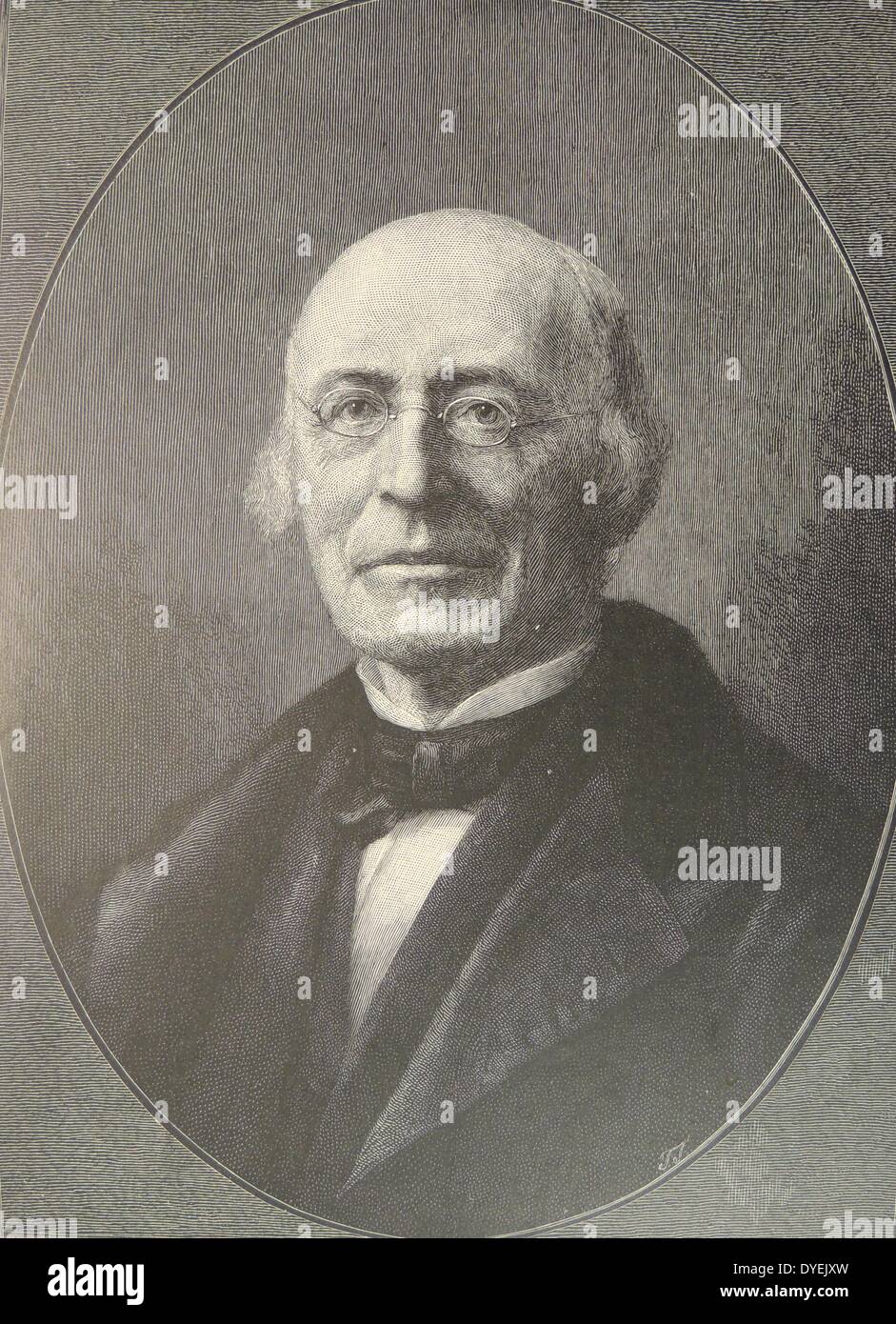 William Lloyd Garrison (1865-1879) abolitionniste américain. Fondateur de l'American Anti-Slavery Society. Illustration, New York, 1885. Banque D'Images