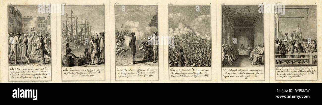 Illustration des événements et batailles avant et pendant la Révolution américaine, en 1775-1783 Banque D'Images