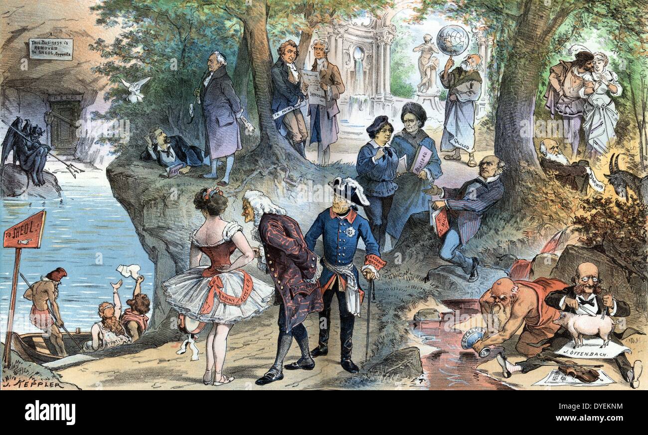 L'illustration montre un certain nombre de personnages historiques, profiter de l'agréable atmosphère du shéol après avoir subi les flammes de l'enfer ; Banque D'Images