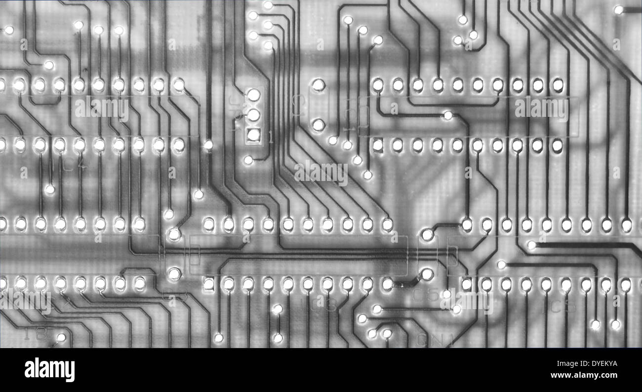 Carte de circuits imprimés en noir et blanc fond régime Banque D'Images