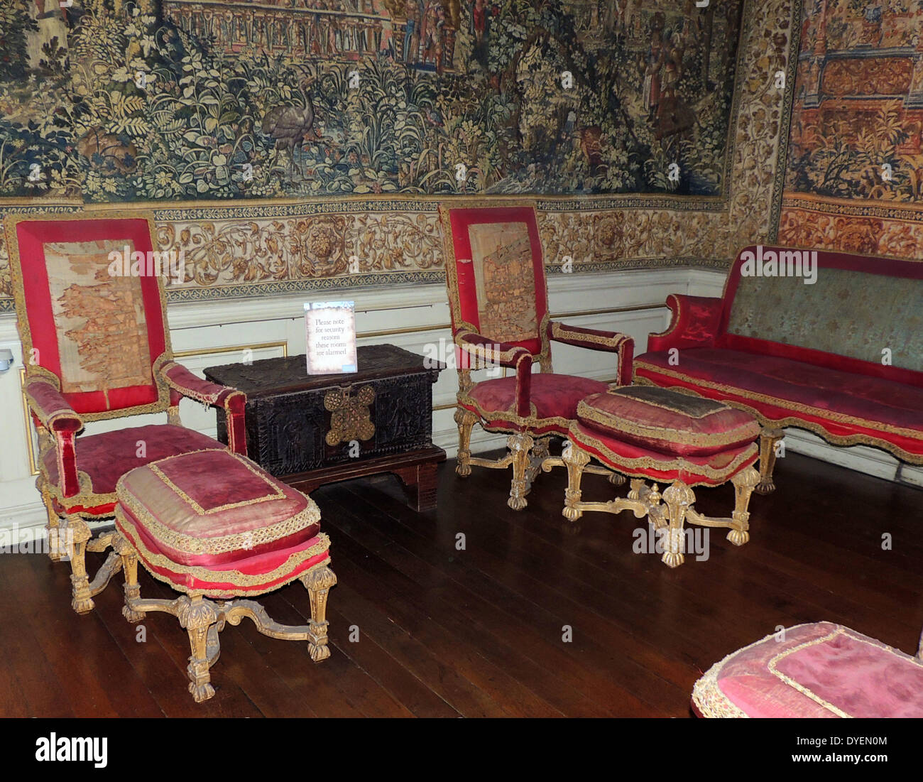 La chambre Queen Ann au château de Warwick. (6 février 1665 - 1er août 1714[1]) est devenue la Reine de l'Angleterre, l'Ecosse et l'Irlande le 8 mars 1702. Le 1er mai 1707, Banque D'Images