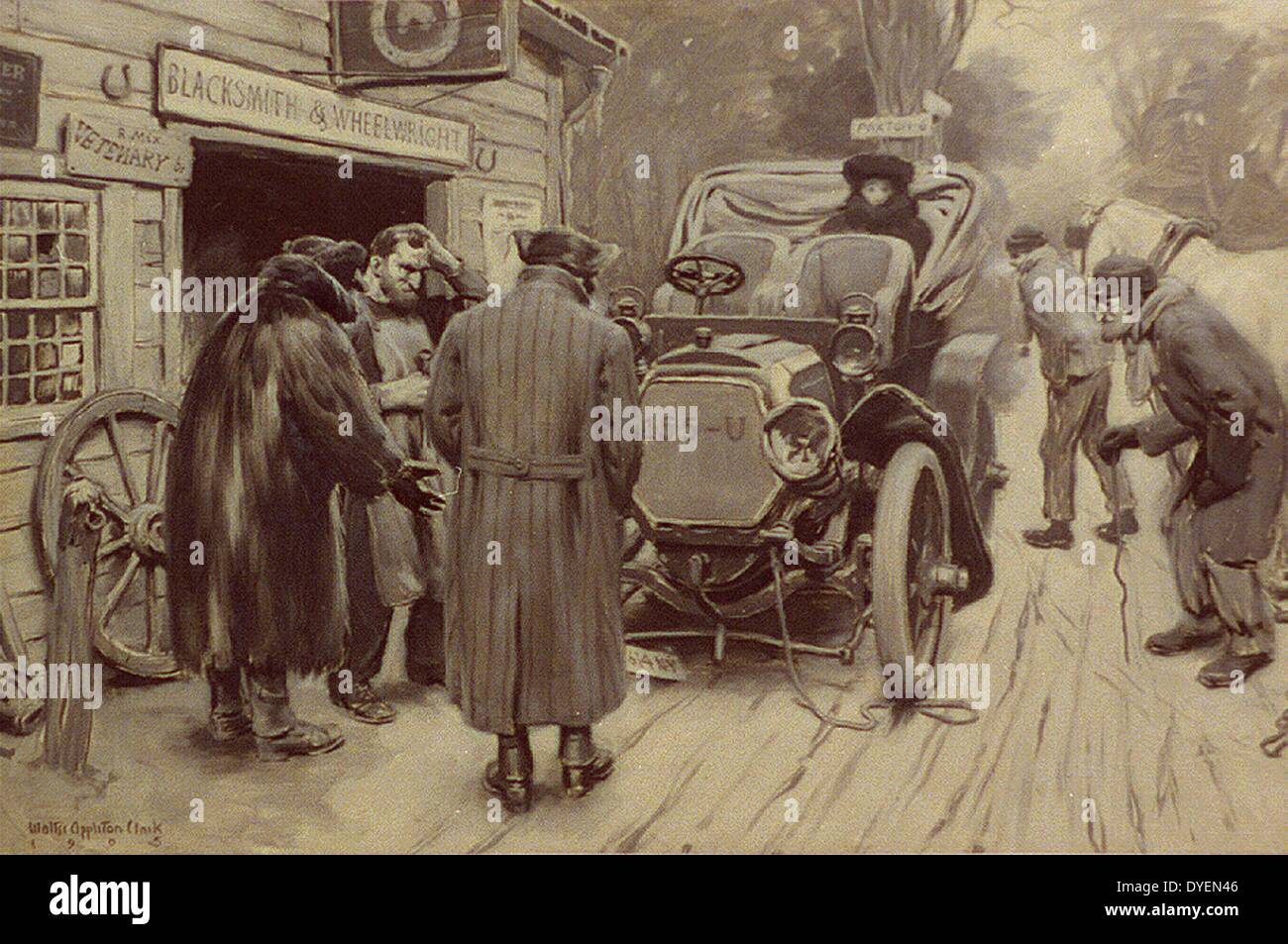 Lorsqu'un propriétaire durs peint par Walter Clark, 1876-1906, l'artiste américain Banque D'Images