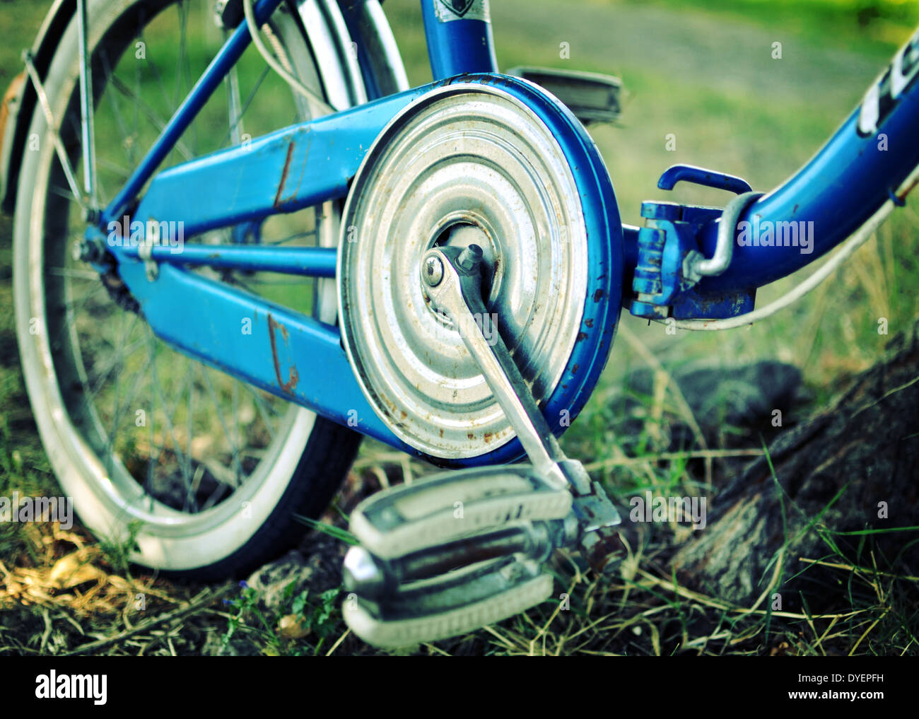 Vieux vélo garde-chaîne, effet vintage Banque D'Images