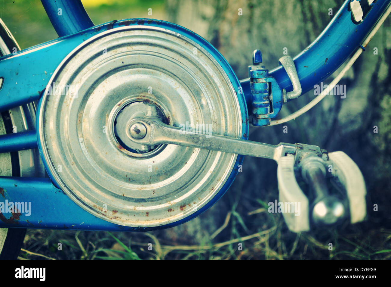 Vieux vélo garde-chaîne, effet vintage Banque D'Images