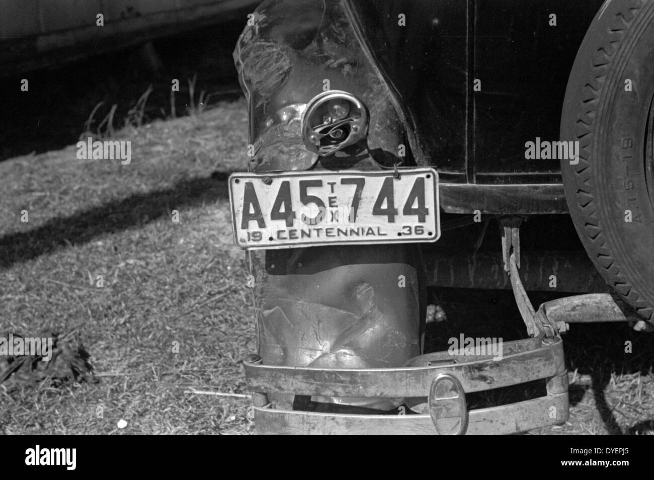 L'arrière d'une voiture du travailleur migrant les agrumes. Winter Haven, Florida 19370101 Banque D'Images