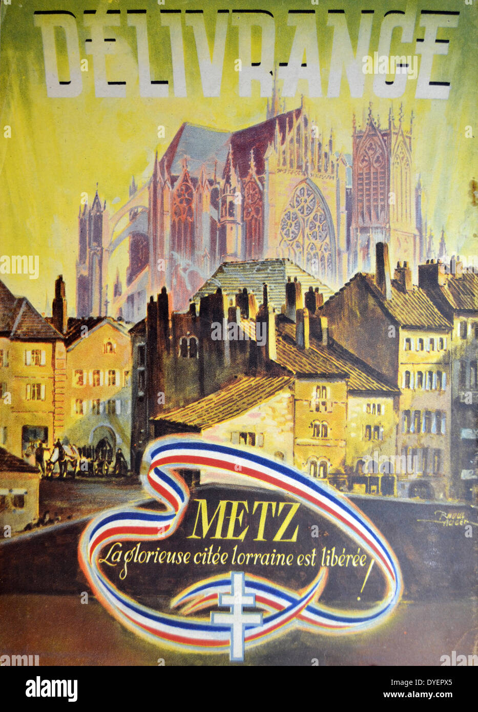 Couverture d'un magazine patriotique le marquage LA « délivrance, de la libération de l'occupation allemande de l'Alsace et la Lorraine en France 1945 Banque D'Images