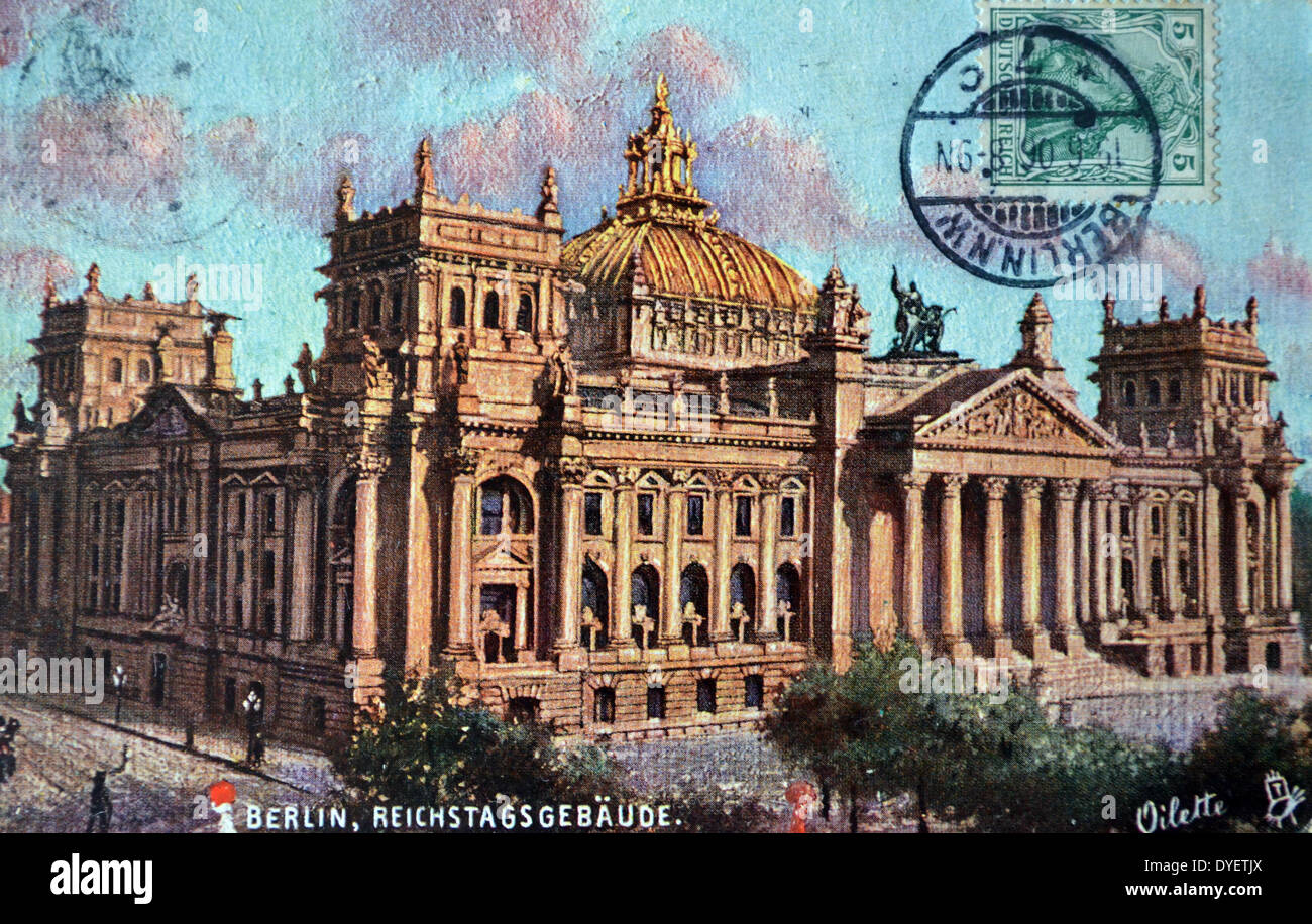 Le Reichstag de Berlin, Allemagne 1919 Banque D'Images