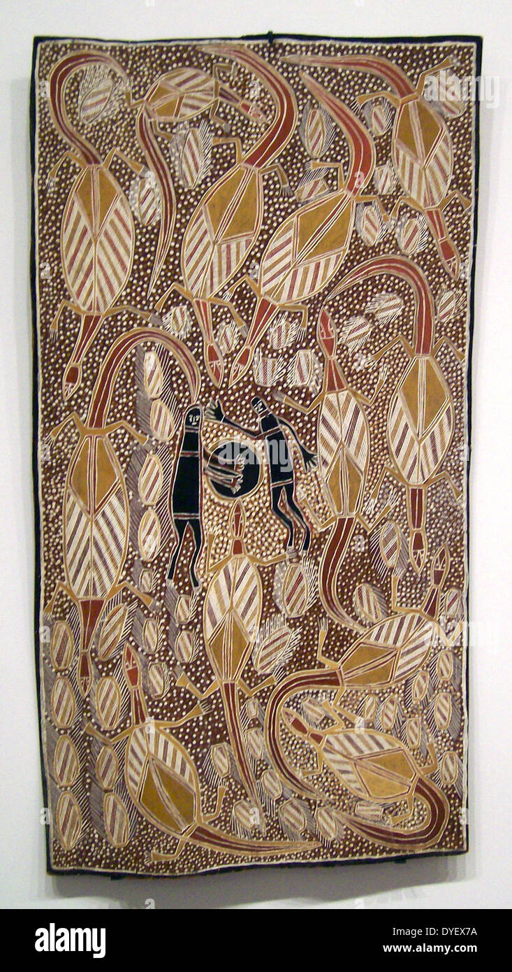 Peinture sur écorce des Aborigènes d'Australie. Banque D'Images