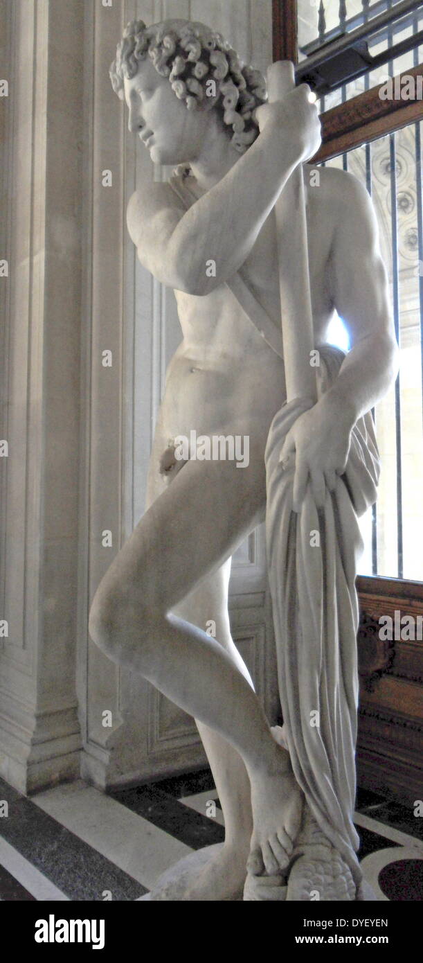 Statue en marbre d'un satyre Atlante. Appartenant à un groupe de 4 satyres. Au cours de l'époque romaine impériale. Banque D'Images