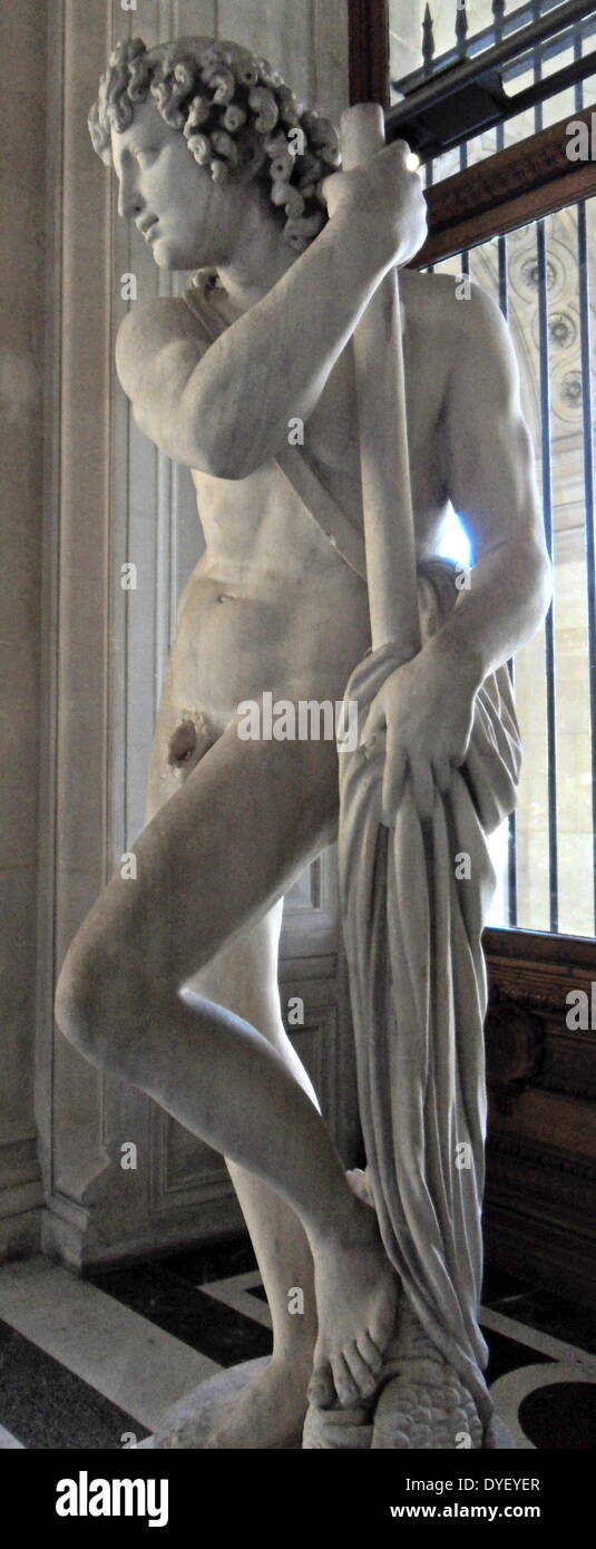 Statue en marbre d'un satyre Atlante. Appartenant à un groupe de 4 satyres. Au cours de l'époque romaine impériale. Banque D'Images