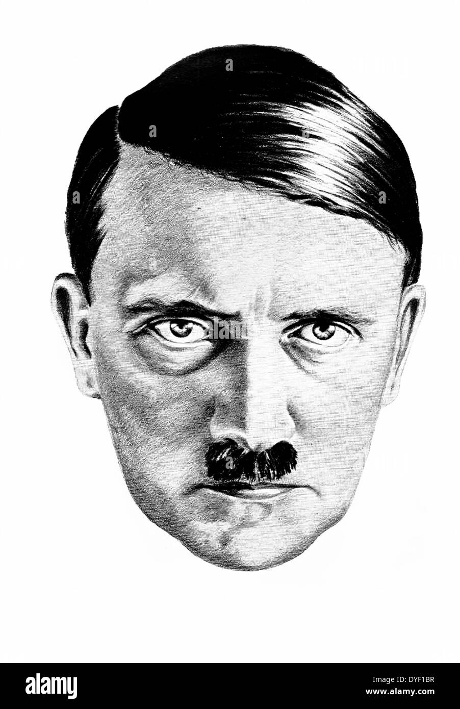 Dessin d'Adolf Hitler, par H. Oloffs fondée sur une photographie Hoffmann. Hitler était chef du parti nazi pendant la seconde guerre mondiale. Banque D'Images