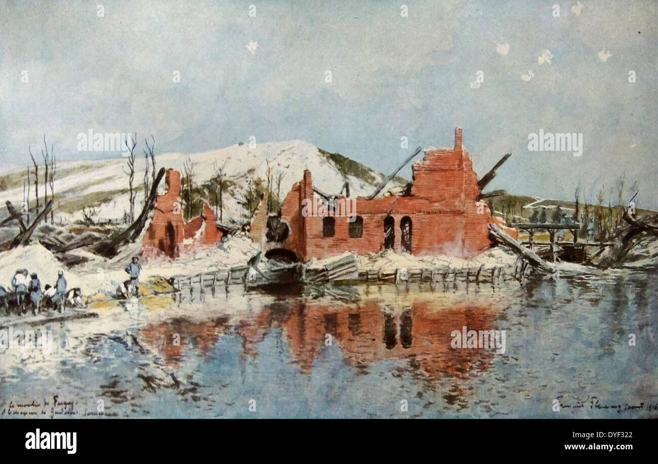Le la sucrerie de dompierre. Ruines de la ville après la bataille de Dompierre, au cours de la campagne de la Somme, la première guerre mondiale, Juillet 1916 Banque D'Images