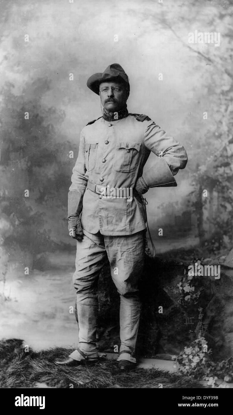 Photographie de Theodore Roosevelt 1898. La photo montre Theodore Roosevelt comme un Rough Rider. Rough Riders est le nom donné à la 1ère Cavalerie volontaire des États-Unis pendant la guerre hispano-américaine. Inconnu Banque D'Images