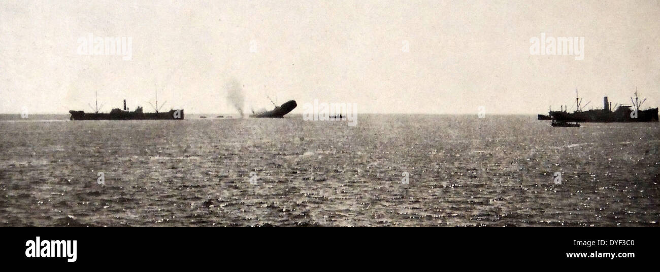 La SS Carthage ( France), naufrage après avoir été torpillé en 1915. Le navire à passagers a été coulé au large du cap Helles, Turquie par SM U-21 ( Kaiserliche Marine). Il n'y a pas eu de victimes. Banque D'Images