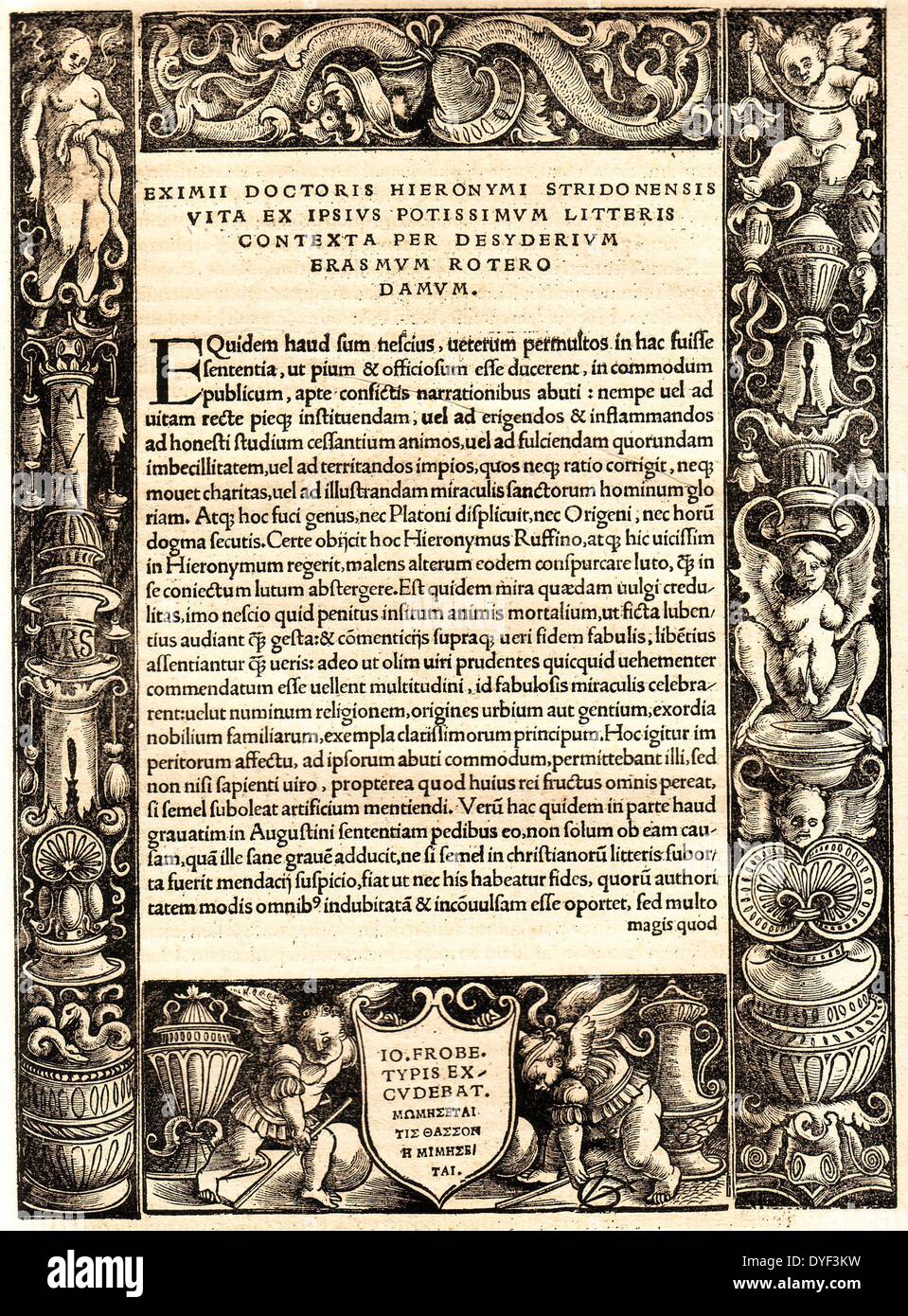 Le latin et le Nouveau Testament Grec 1516. Première édition oeuvre dédiée au Pape Léon X. Frobern Johann Banque D'Images