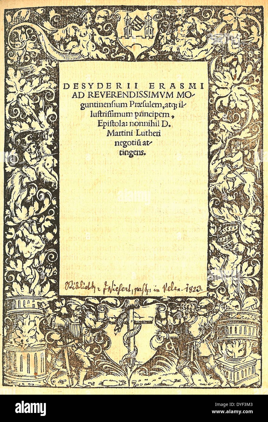 Le latin et le Nouveau Testament Grec 1516. Première édition oeuvre dédiée au Pape Léon X. Frobern Johann Banque D'Images