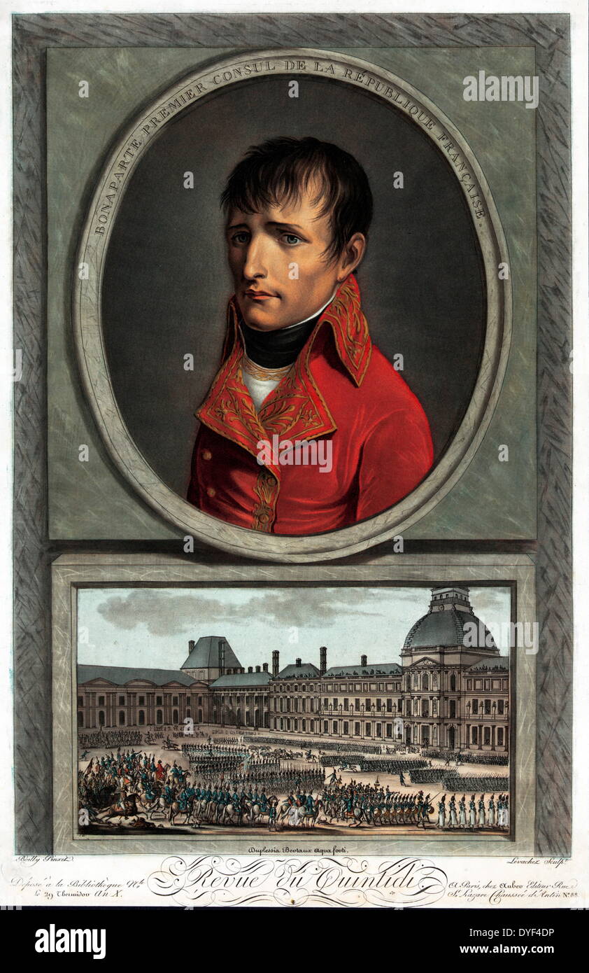 Napoléon Bonaparte scène abvove 1810 Revue des troupes. Banque D'Images