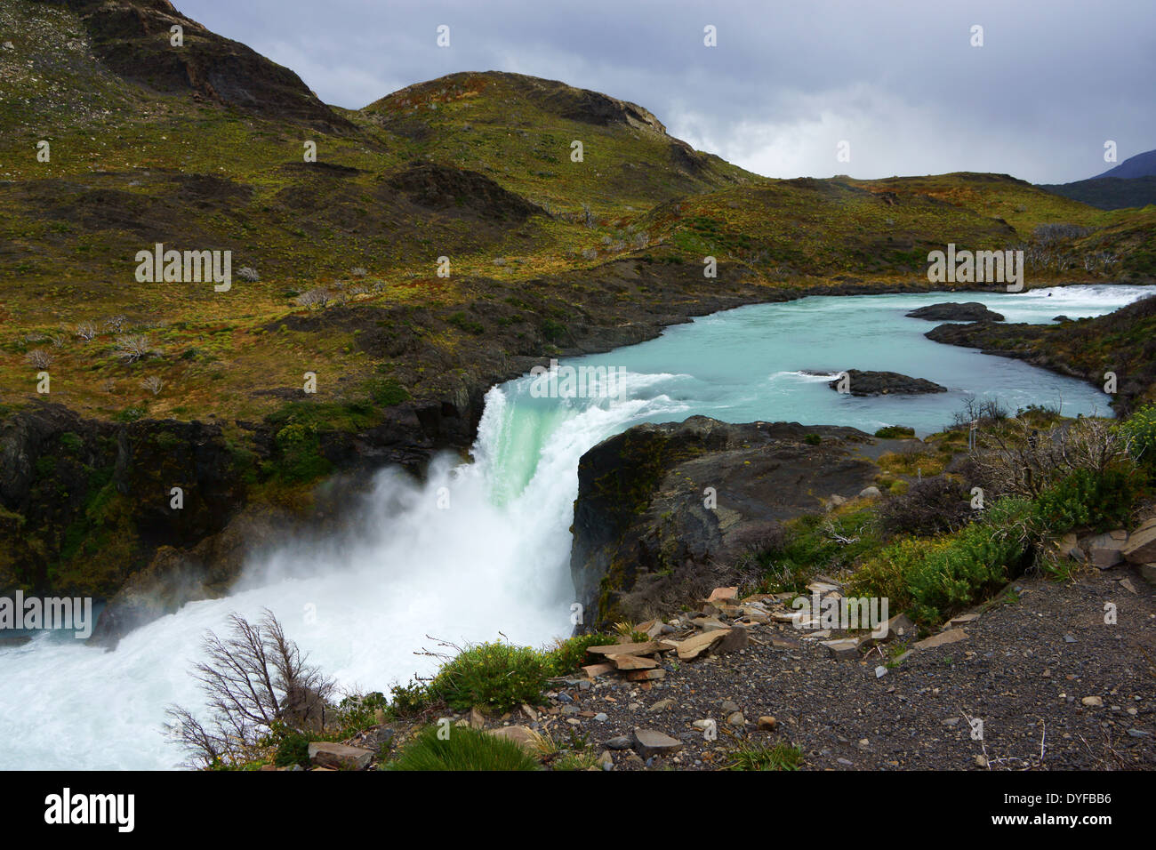 Salto Grande cascade , Torres del Paine NTL. Parc, Patagonie, Chili Banque D'Images