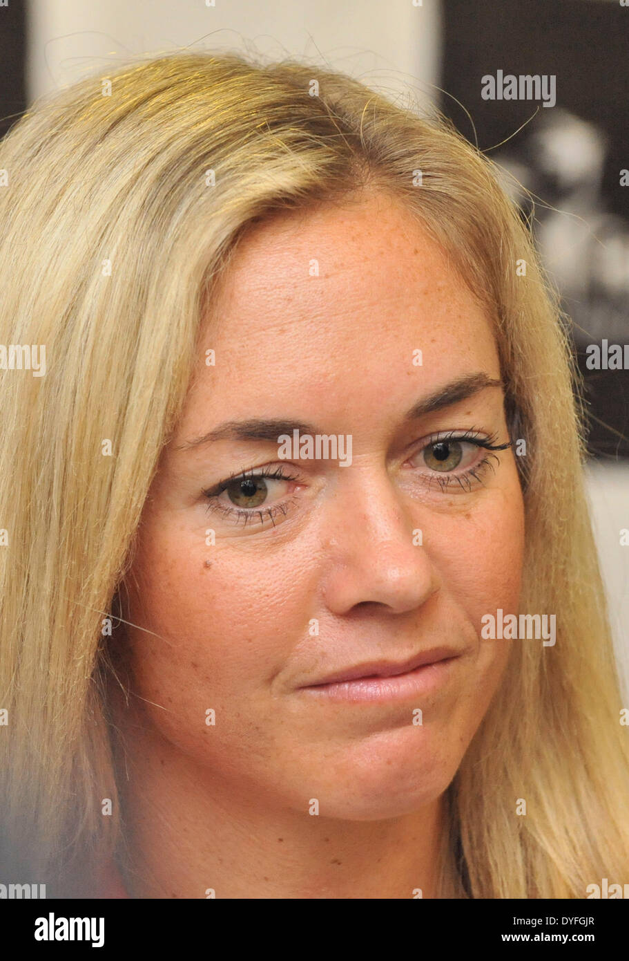 Ostrava, République tchèque. Apr 16, 2014. Le joueur de tennis Tchèque Klara Koukalova est vu lors d'une conférence de presse avant la demi-finale de Fed Cup contre la République tchèque, l'Italie, à Ostrava, en République tchèque, le 16 avril 2014. © Jaroslav Ozana/CTK Photo/Alamy Live News Banque D'Images