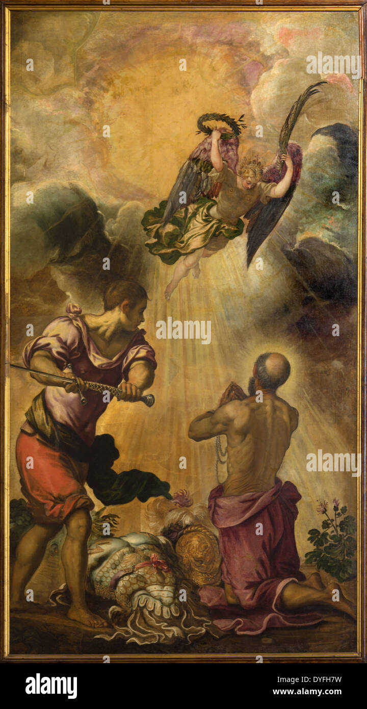 Venise - La décapitation de st. Paul (1556) par Jacopo Robusti (Tintoret) dans l'église de Santa Maria dell'Orto. Banque D'Images
