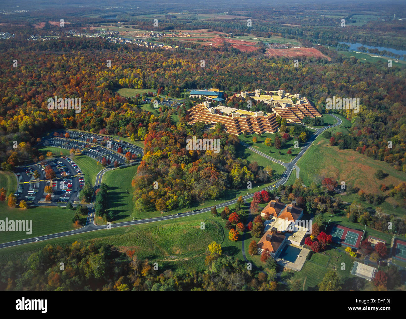 LEESBURG, Virginia, USA - Vue aérienne du Centre National de conférence, Loudoun Comté. Banque D'Images