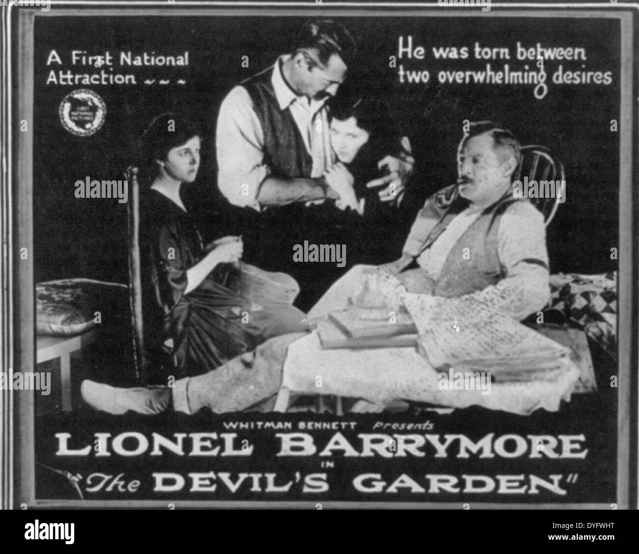 Motion photo annonces : Le Jardin du Diable, avec Lionel Barrymore, 1920 Banque D'Images