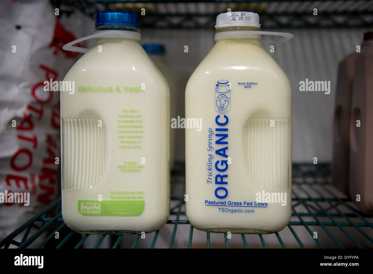 Verseuses en verre de lait Columbia MD Banque D'Images