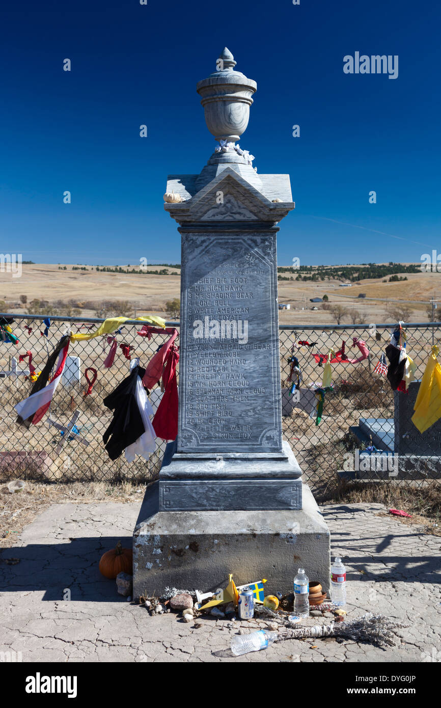 Le Dakota du Sud, Wounded Knee Massacre National Historic Site, cimetière de plus de 250 Indiens massacrés sur Décembre 29, 1894 Banque D'Images