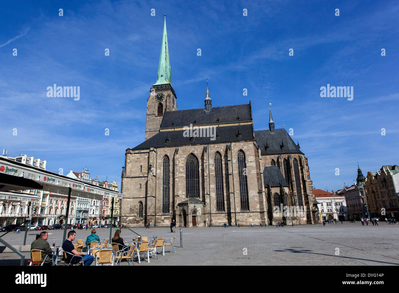 Cathédrale de Plzen sur la place du centre ville Pilsen République tchèque Europe Banque D'Images