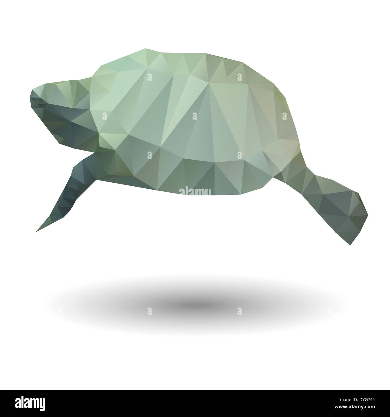 Abstract illustration de tortue de mer en origami sur fond blanc Banque D'Images