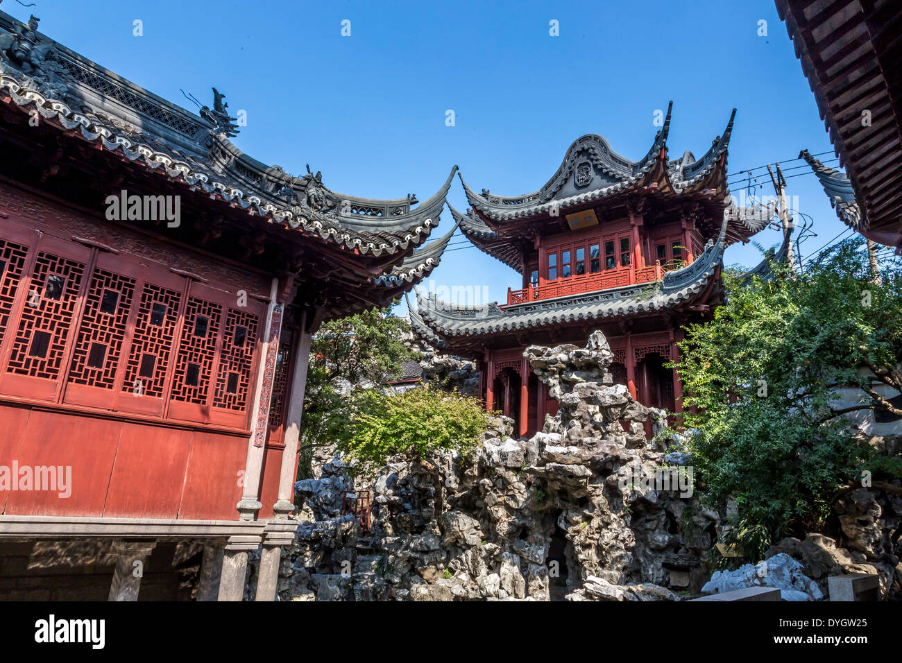 Le Jardin Yuyuan à Shanghai Yu Yuan Garden Bazaar, Chine Banque D'Images