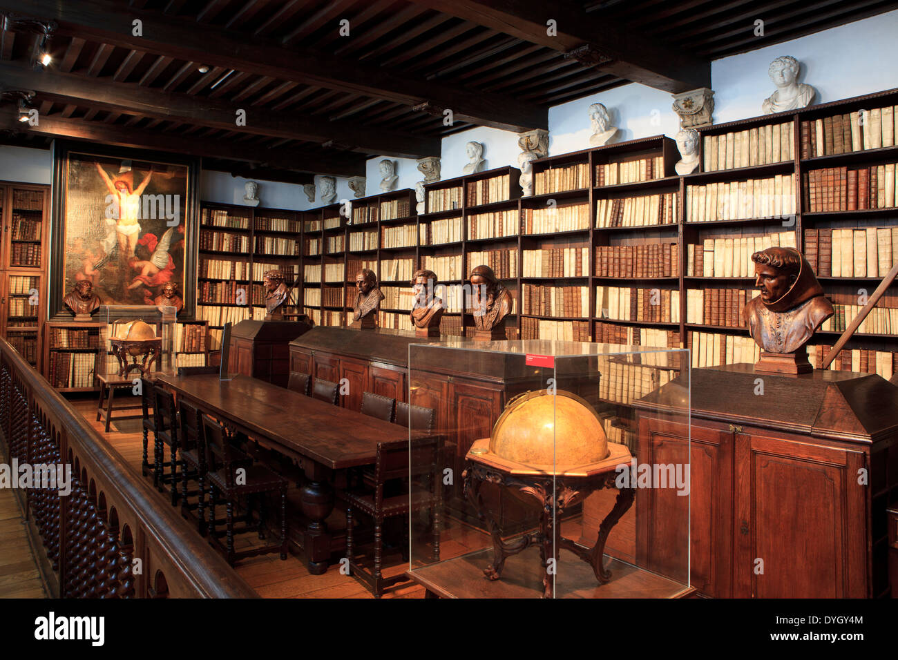 La bibliothèque de la Renaissance au Musée Plantin-Moretus à Anvers, Belgique Banque D'Images