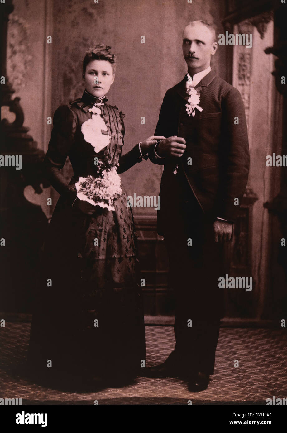 Couple de mariage, Portrait, Mankato, Minnesota, USA, vers 1900 Banque D'Images