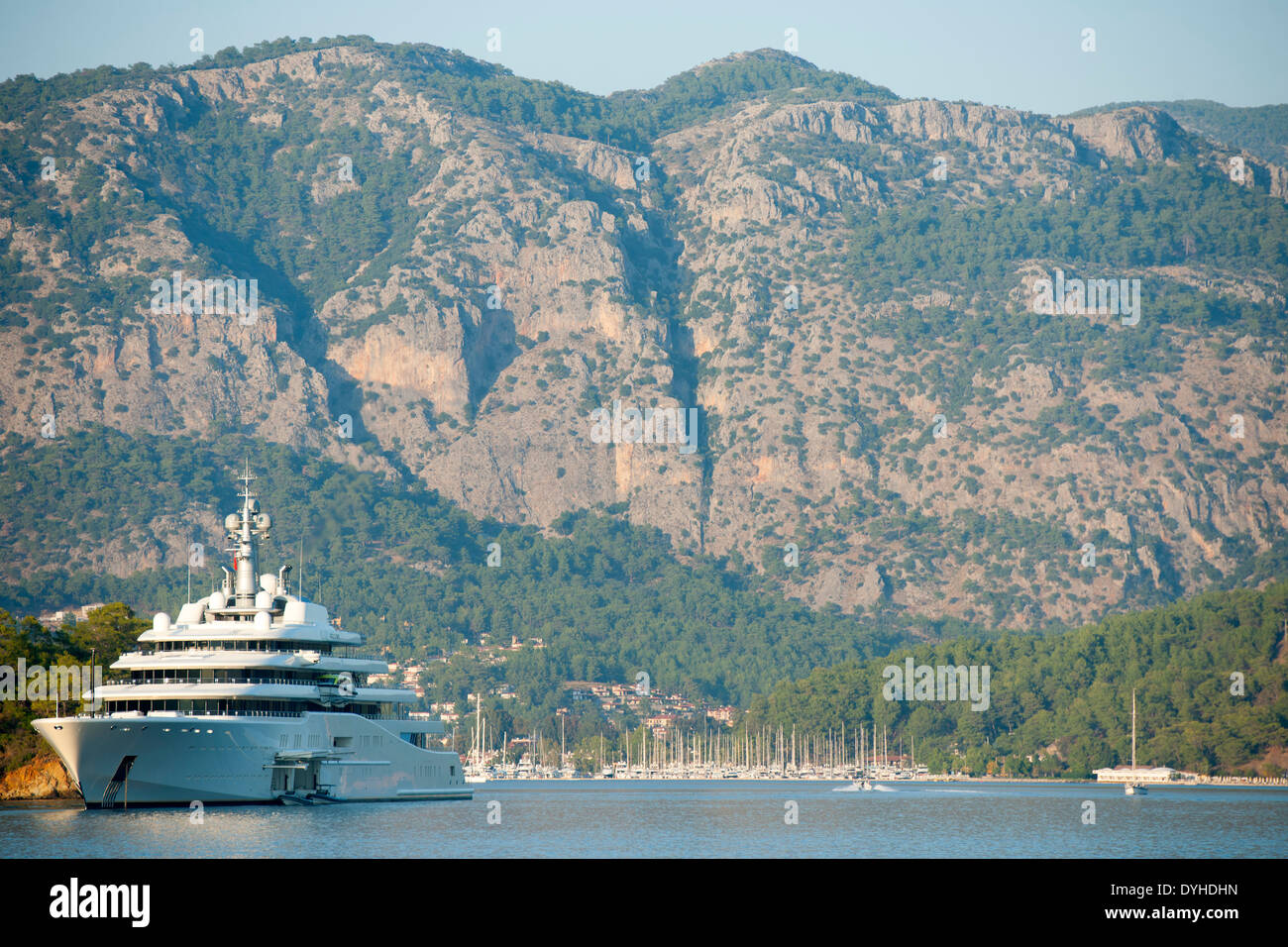 Türkei, Provinz Mugla, Fethiye, die ist mit einer Eclipse Länge von 162 zweitlängste Mega-Yacht Compteur die aktuell der Welt. Banque D'Images