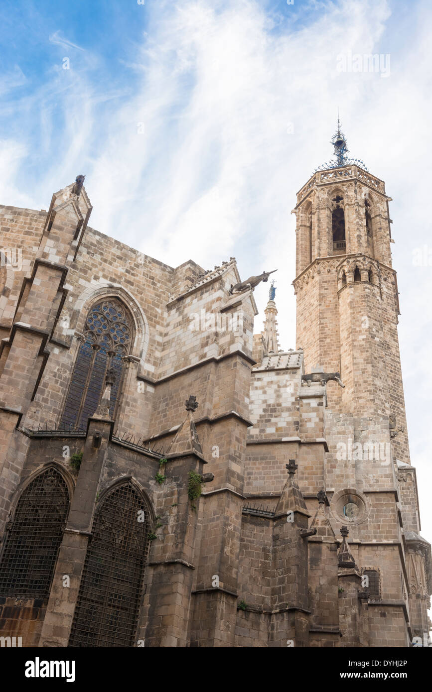 Barcelone : la cathédrale gothique de Santa Eulalia dans Barri Gotic (Quartier Gothique). Barcelone, Catalogne, Espagne Banque D'Images