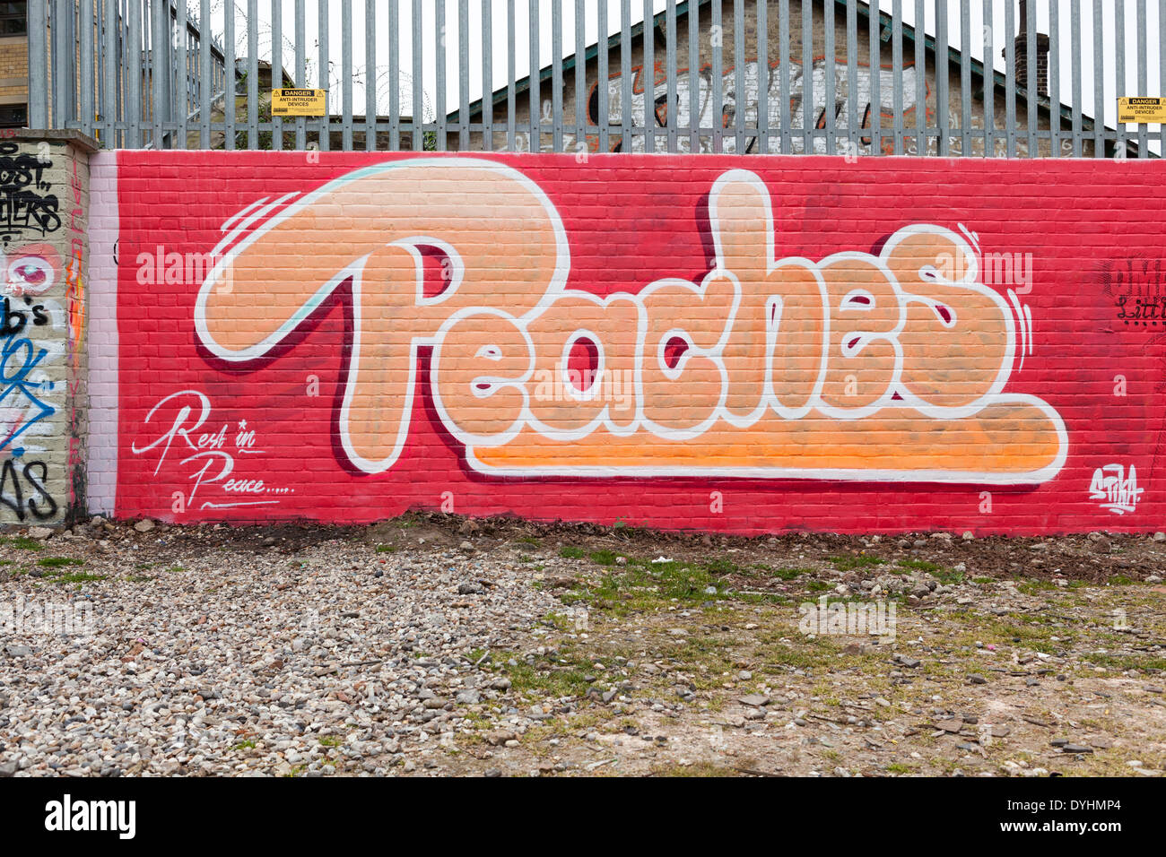 Street art hommage à Peaches Geldof, à Shoreditch, London Banque D'Images