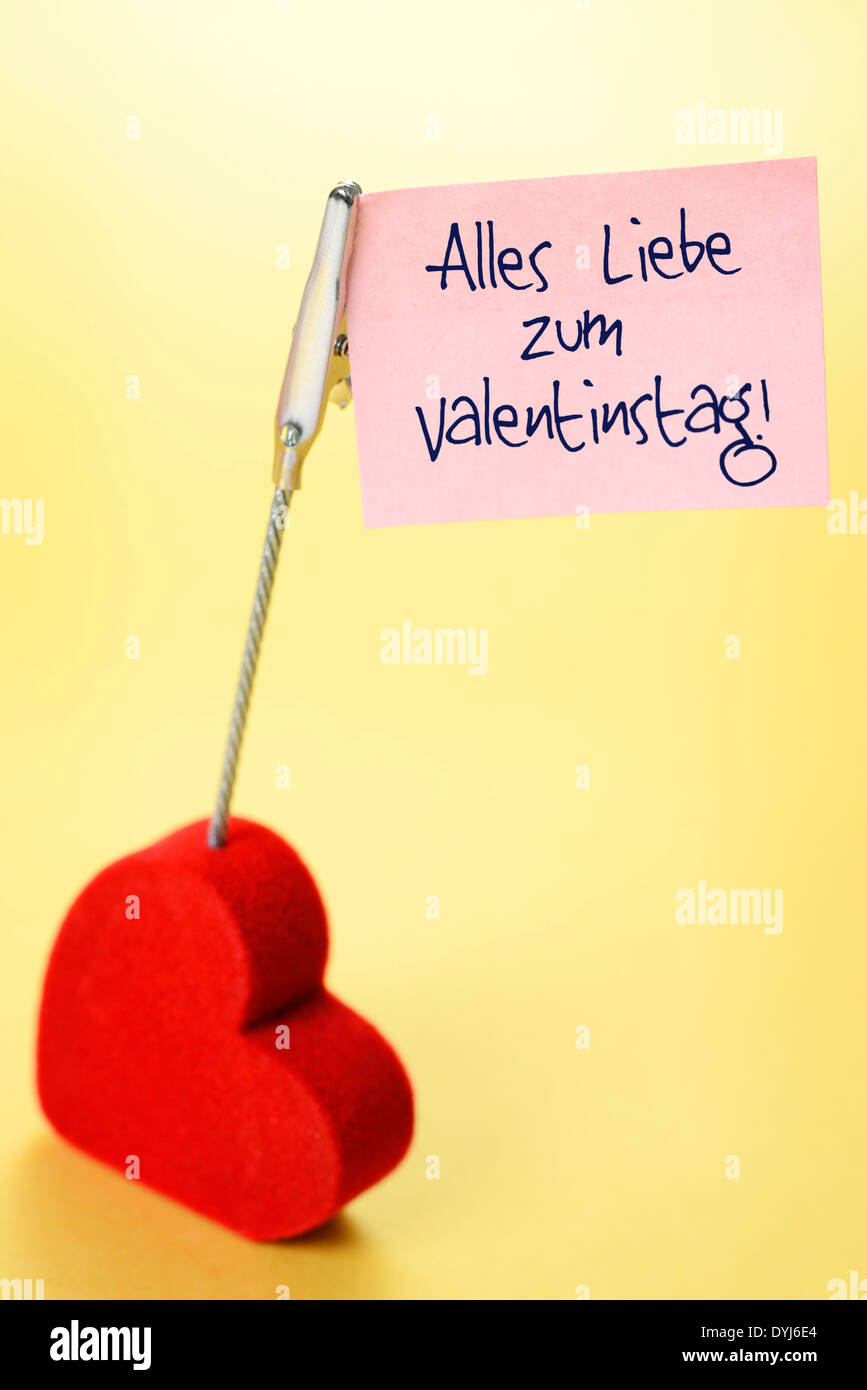 Herz und Notizzettel, Valentinstag Banque D'Images