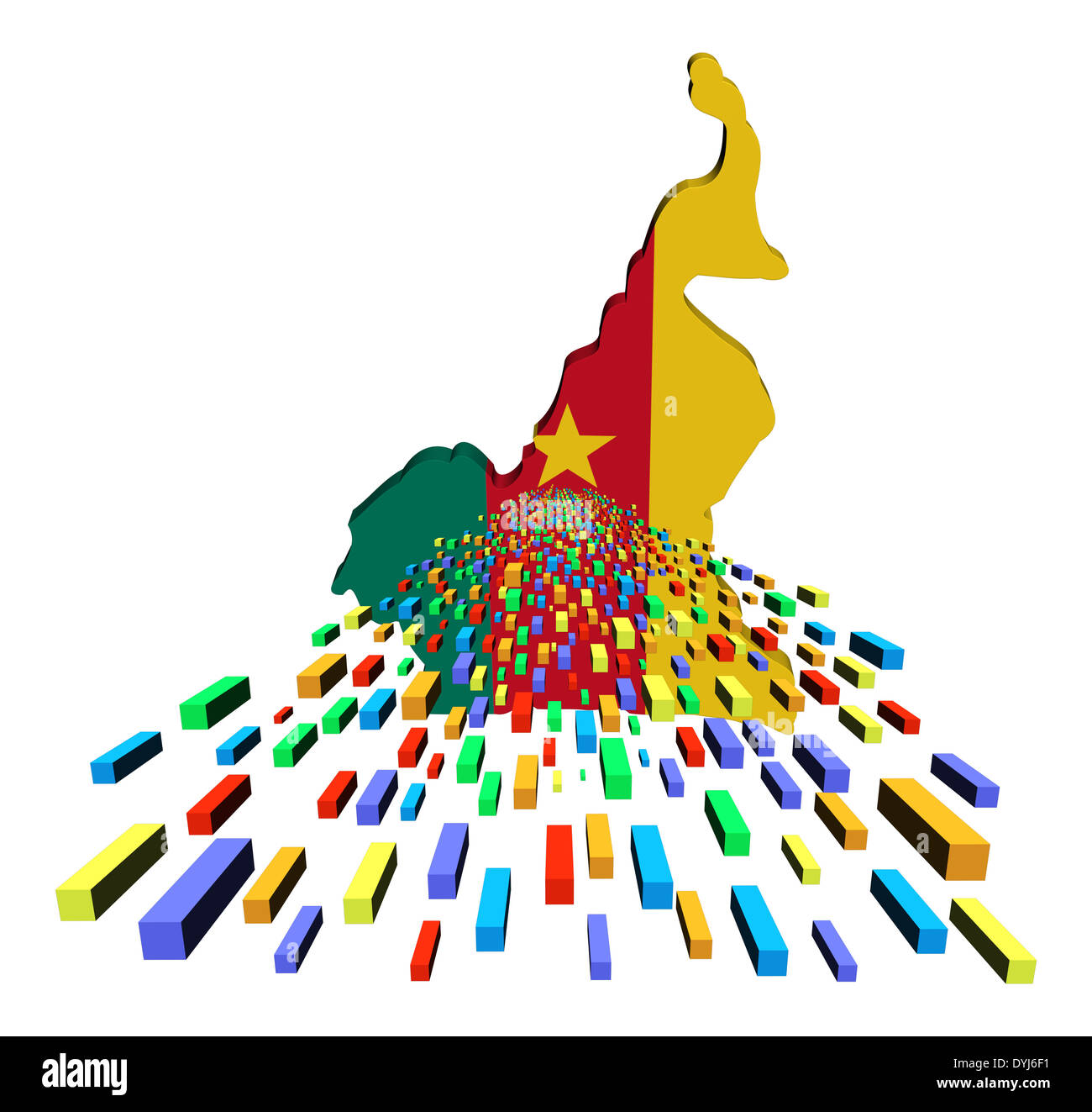 Cameroun carte drapeau avec des conteneurs illustration Banque D'Images