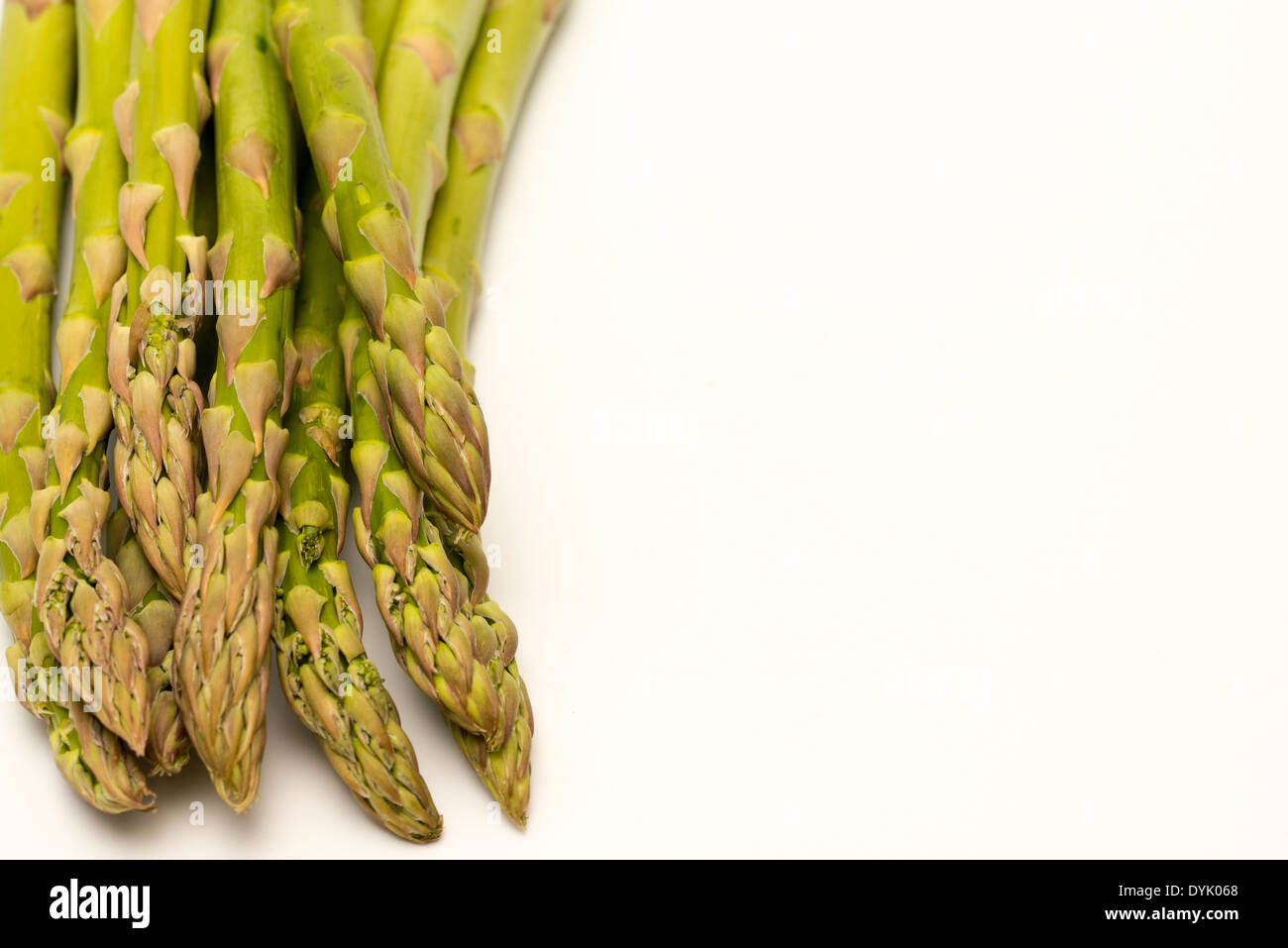De nombreuses pointes d'asperge isolé sur fond blanc Banque D'Images