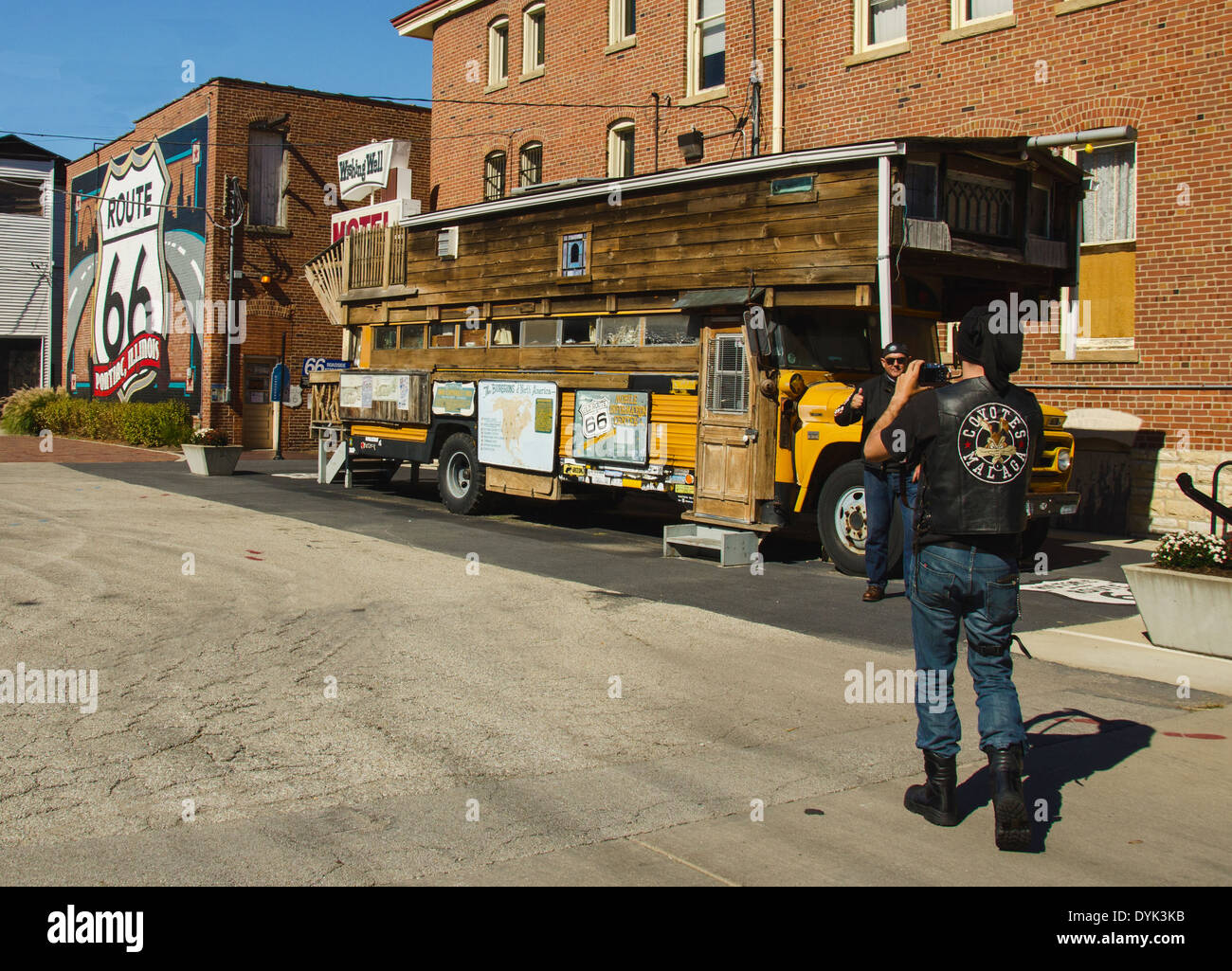 La route, Location de maison Bob Waldmire peintre spécialisé dans la peinture de la Route 66, dans la région de Pontiac, Illinois Banque D'Images