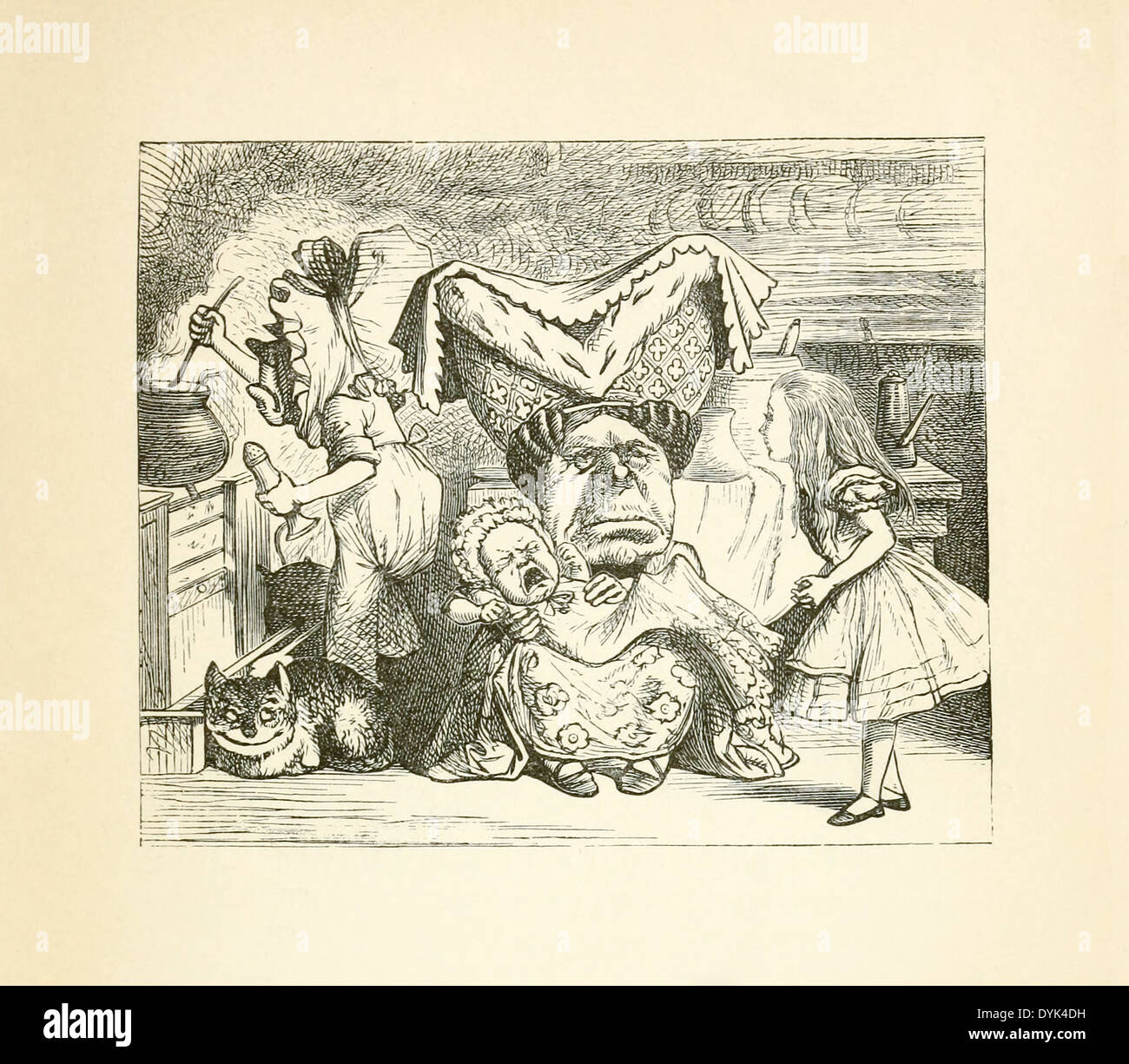 John Tenniel (1820-1914) Illustration de Lewis Carroll, "Alice au pays des merveilles' publié en 1865. La duchesse d'infirmière. Banque D'Images