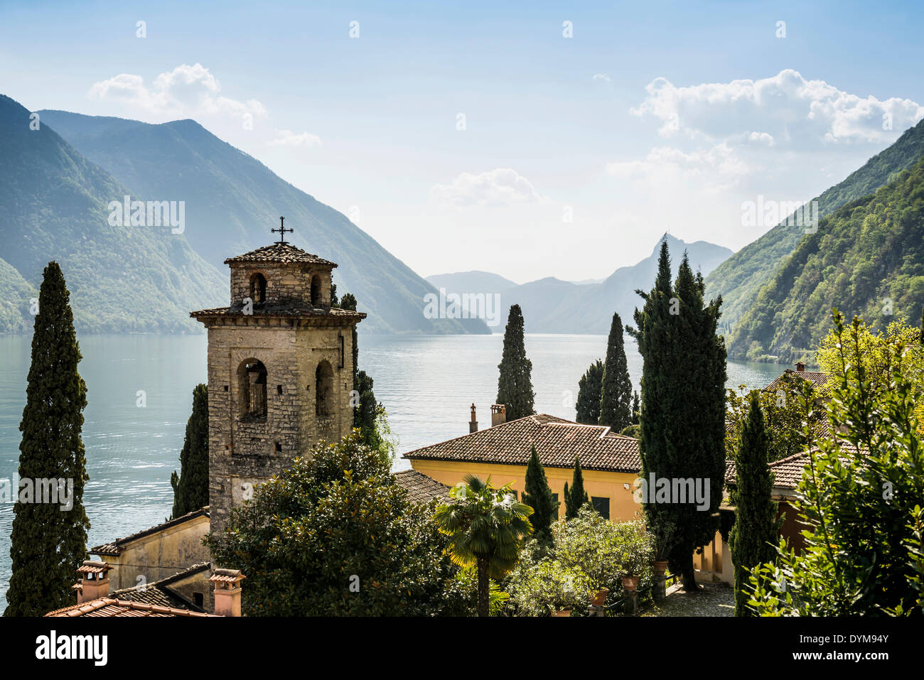 Villa Fogazzaro Retour sur investissement, la Valsolda, Lac de Lugano, lago di Lugano, Côme, Lombardie, Italie Province Banque D'Images