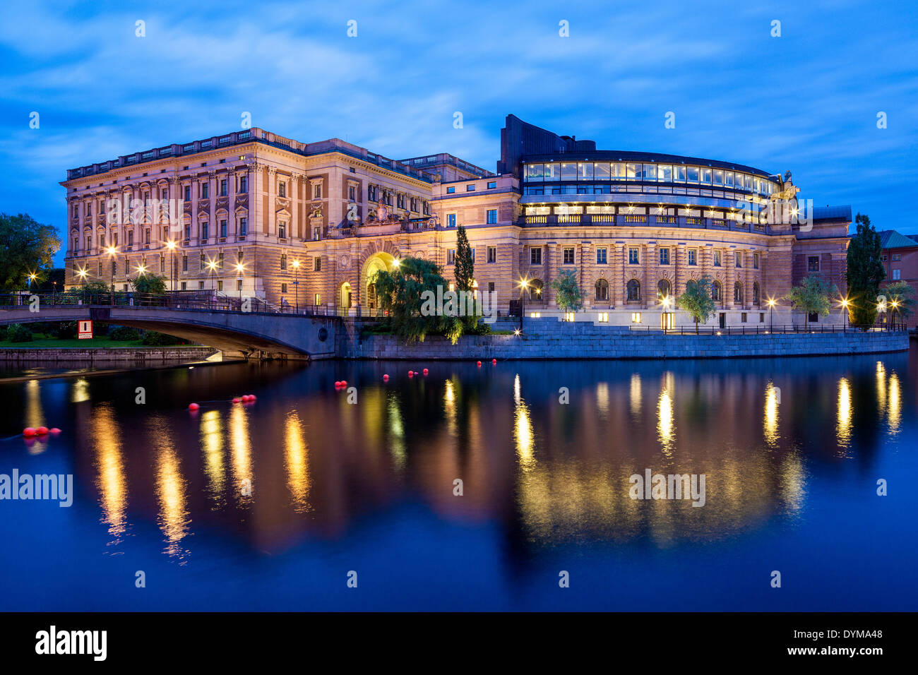 La Maison du Parlement suédois, Riksdagshuset, île de l'Esprit Saint, Helgeandsholmen, Stockholm, Stockholm County ou Stockholms Banque D'Images