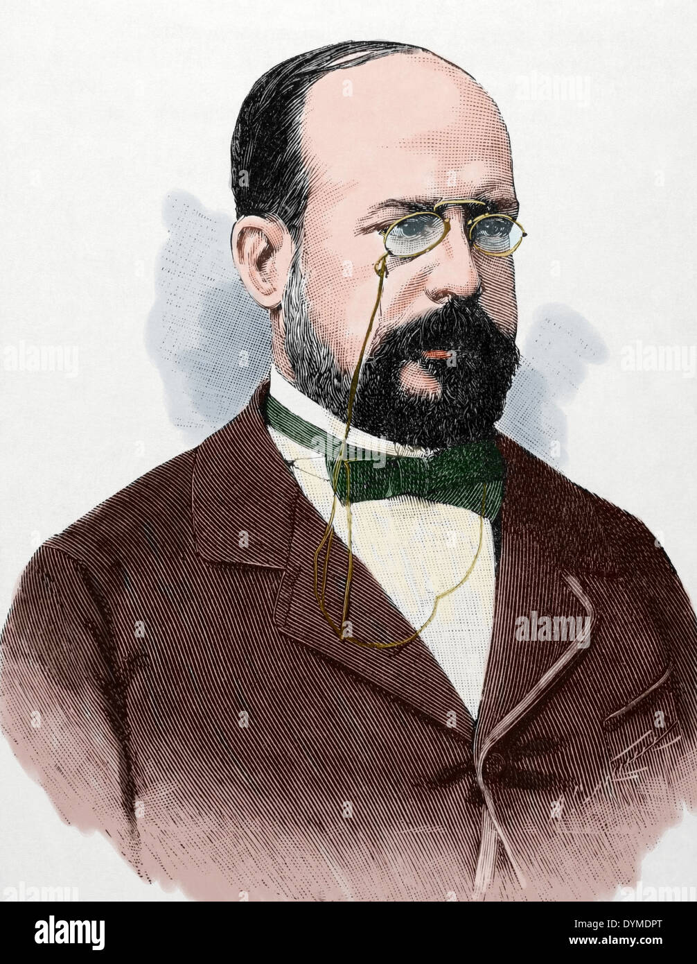 Eduardo Leon y Ortiz (19ème siècle). Professeur d'espagnol à la Faculté des Sciences de l'Université centrale. Gravure en couleur. Banque D'Images