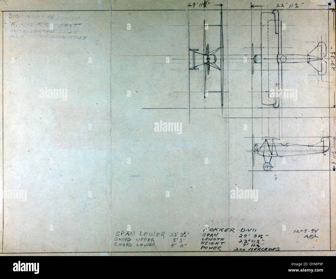 Le Fokker d-VII a été l'un des chasseurs allemands les plus réussis de la première Guerre mondiale, et ce croquis de la collection Andrew met en valeur son design distinctif, noté pour ses performances supérieures. Banque D'Images