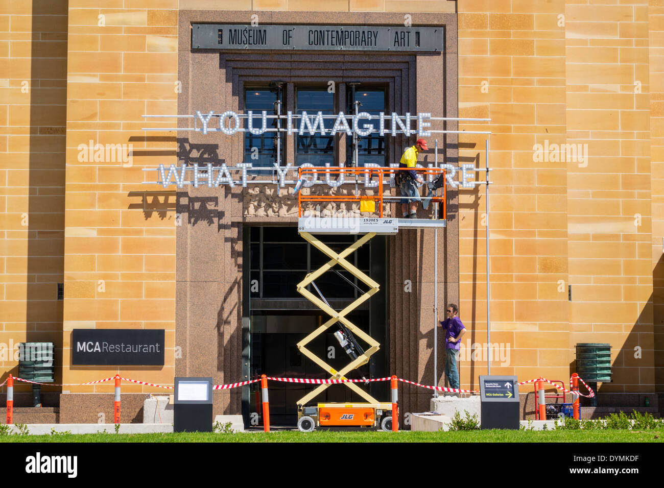 Sydney Australie,West Circular Quay,Museum of Contemporary Art,MCA,installation d'œuvres d'art,panneau,AU140308083 Banque D'Images