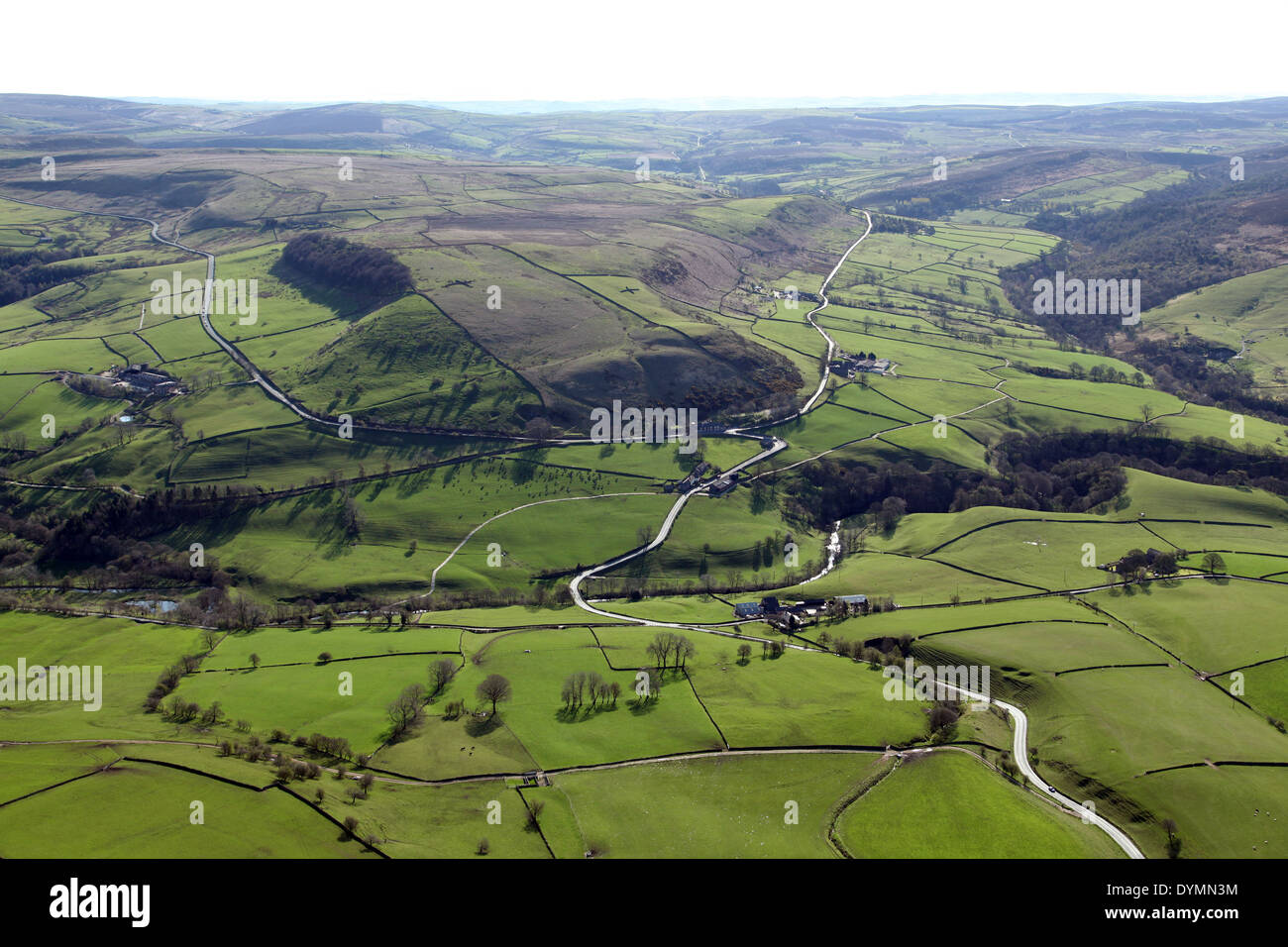 Vue aérienne de paysages Anglais Peak District Banque D'Images