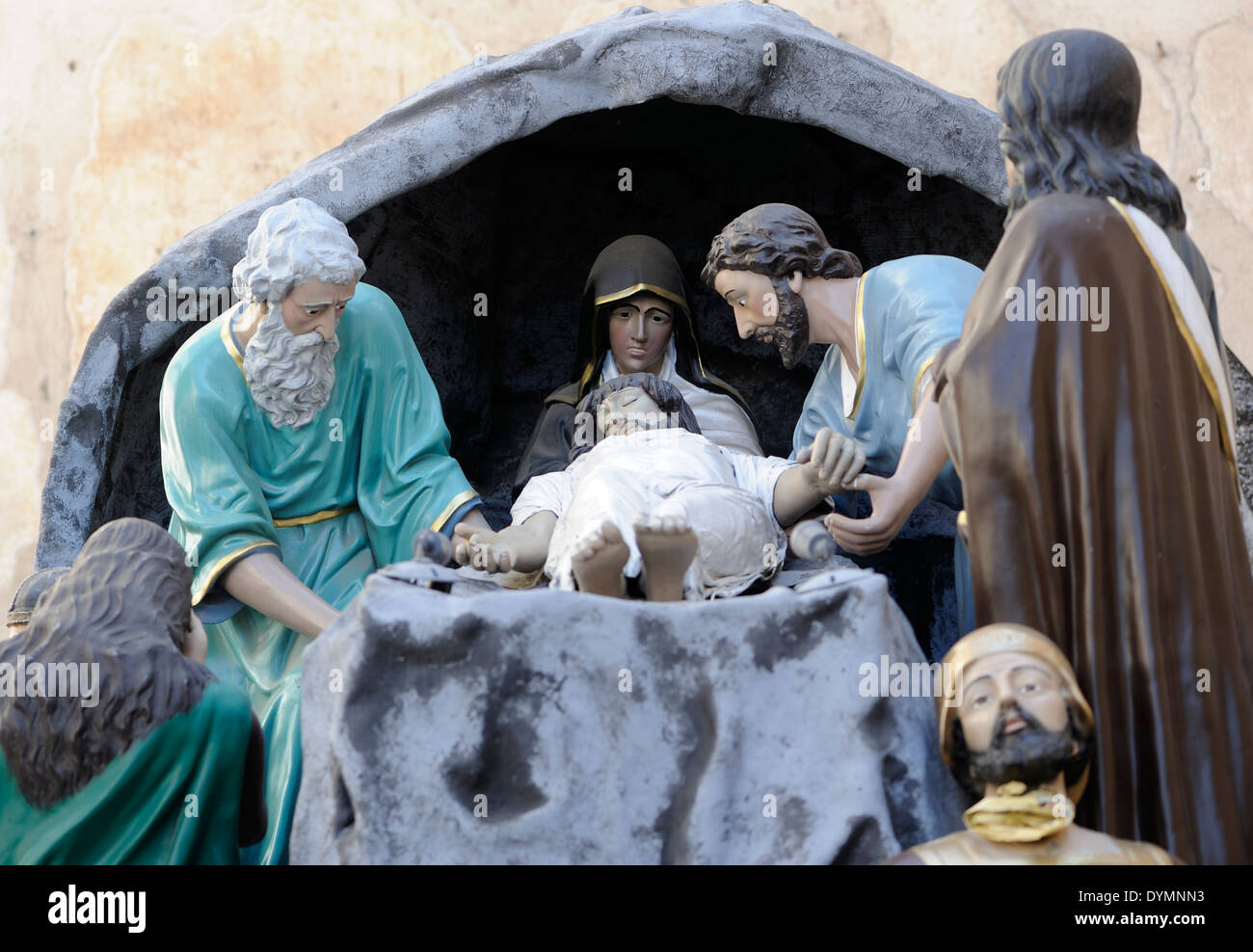 Chiffres de processions dans Semana Santa, la Semaine Sainte, à Antigua. Antigua Guatemala, République du Guatemala. Banque D'Images