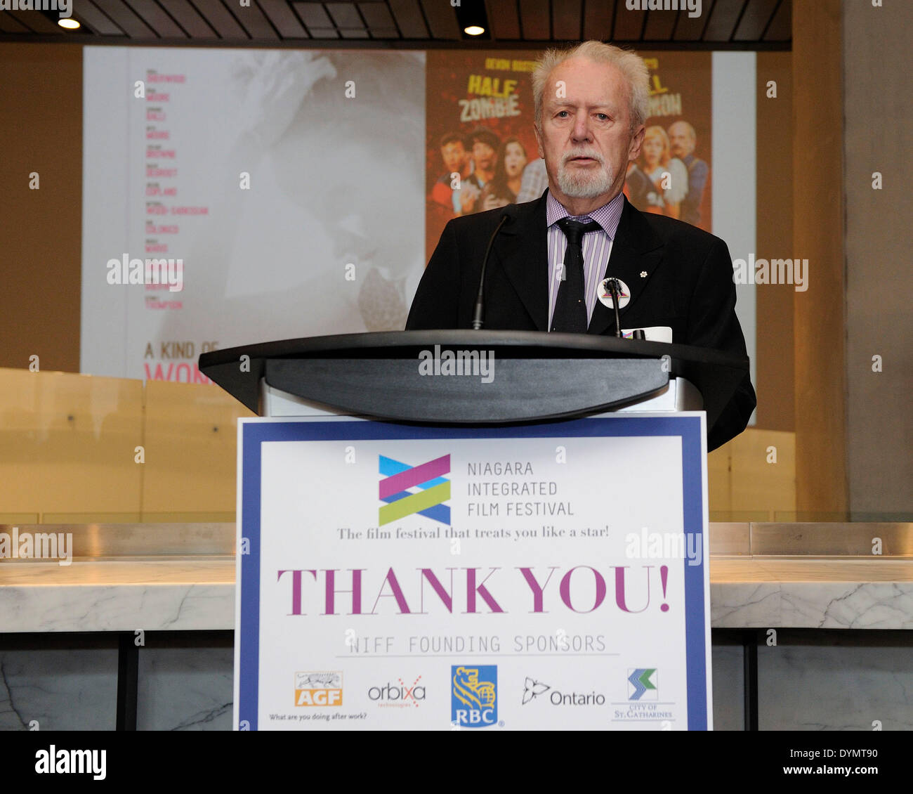 Toronto, Canada. 22 avril 2014. Bill Marshall, fondateur de TIFF, parle aux médias Lancement du Festival du film intégré Niagara (NIFF) qui fera ses débuts ce 19 au 22 juin 2014, dans la région de Niagara - St. Catharines. (Dominic Chan/EXImages/Alamy Live News) Banque D'Images