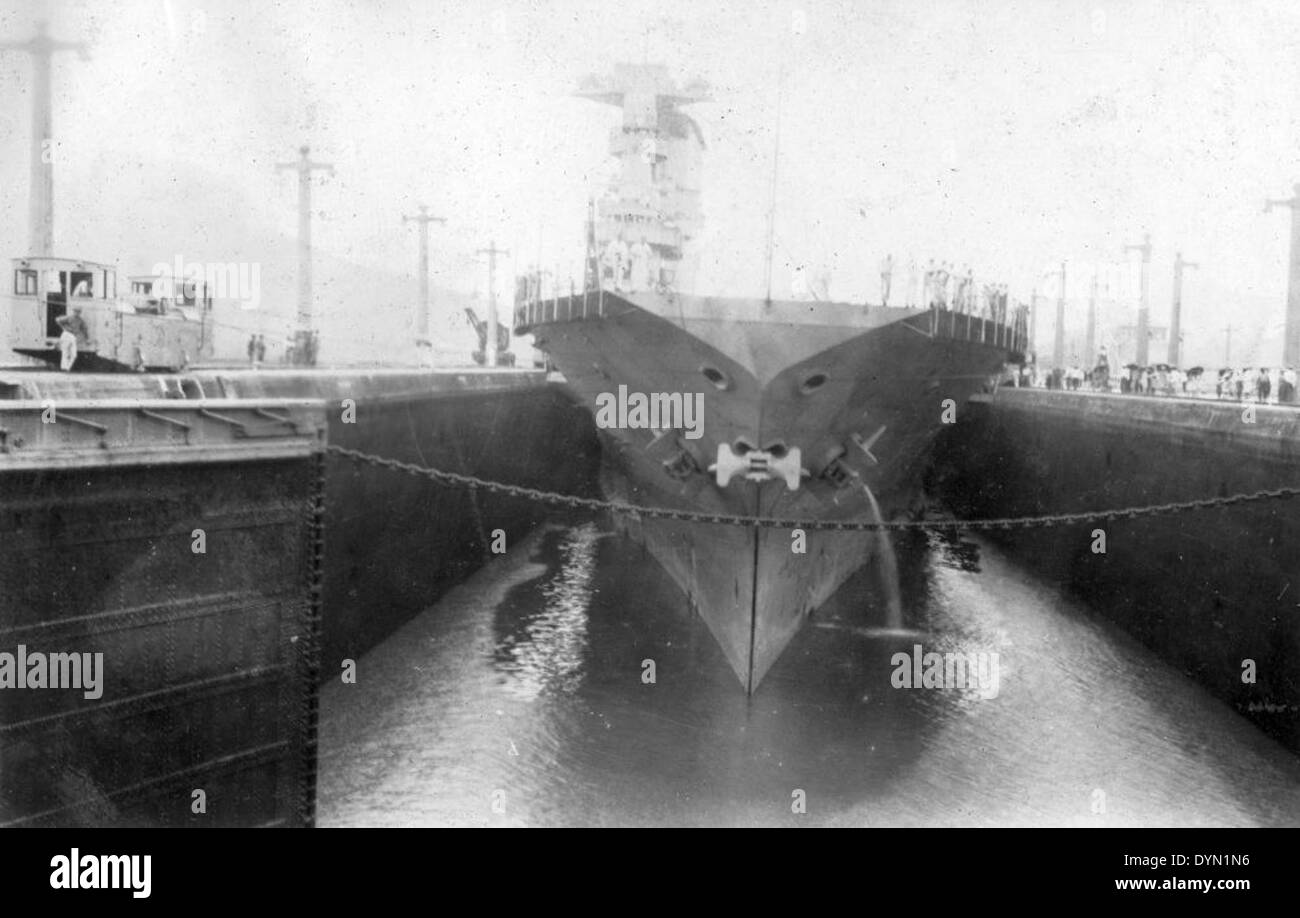 AL009A 126 USS Lexington Canal de Panama 1928 Banque D'Images